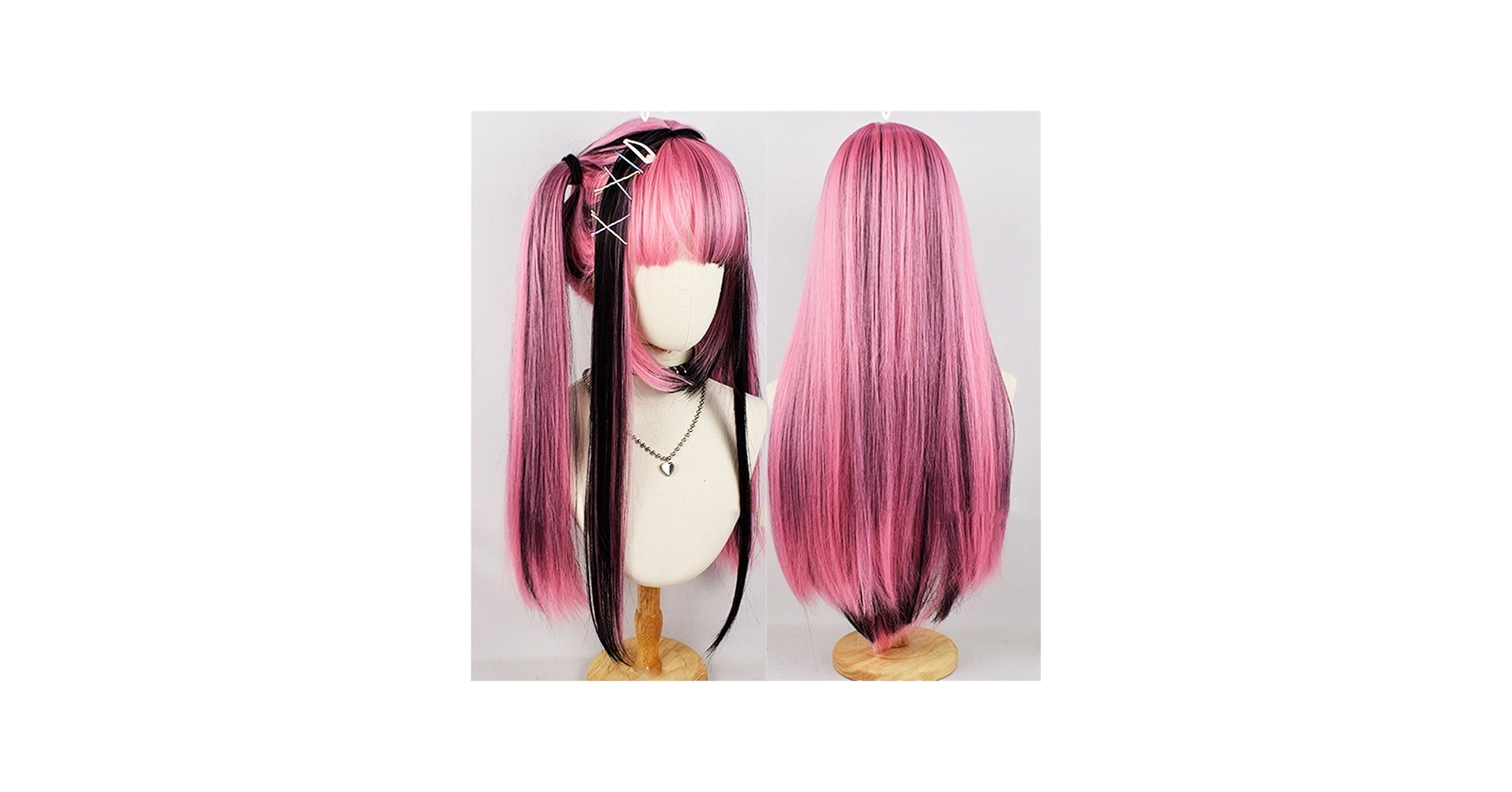 Amazon.co.jp: ウィッグ ピンク ハイライト ブラック ウィッグ